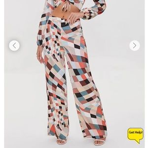 NWT - F21 satin geo print wide leg pants
